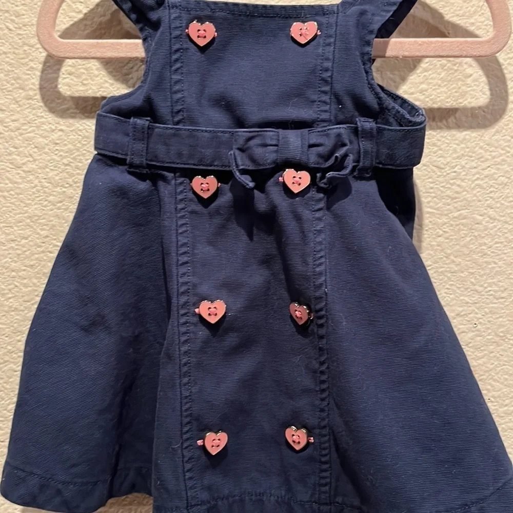Gymboree Smart Kitty Navy Pink Heart Jumper Dress Size 3-6 Months